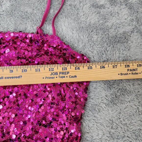 Wild Fable Mini Dress Womens S Pink Sequin With Adjustable Straps & Side Slit - Picture 12 of 16